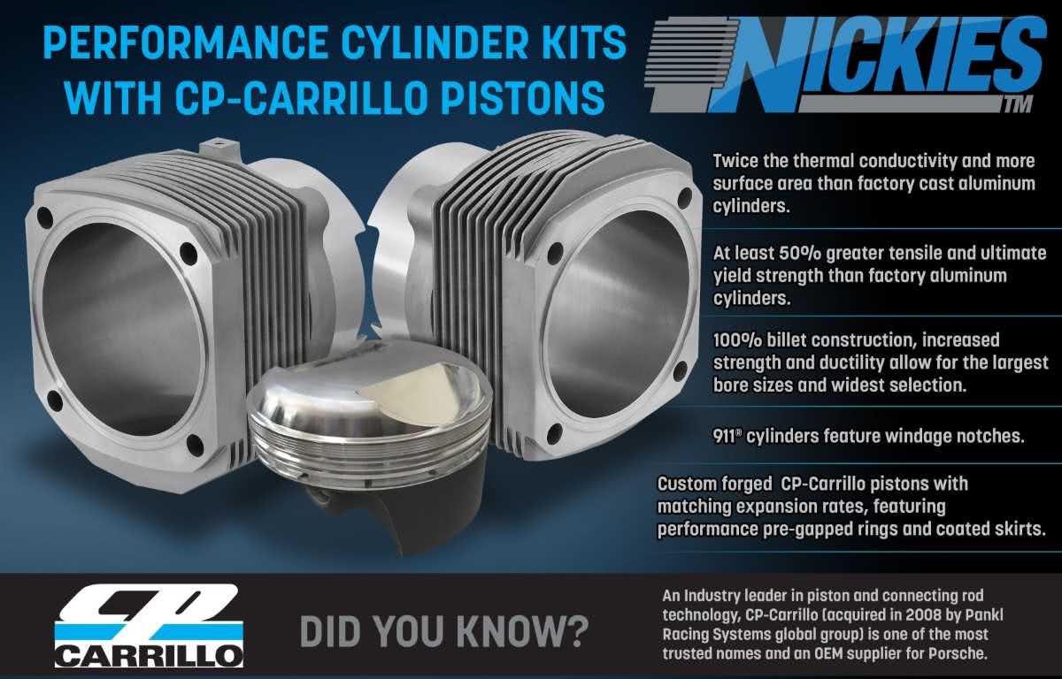 Forged CP Pistons for Porsche Engines Featuring LN Engineering Nickies Cylinders
