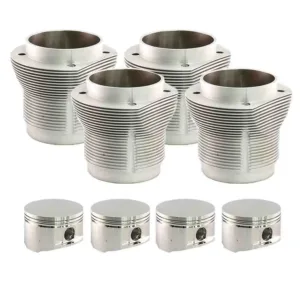 VW Type 1 95mm Nickies Cylinder and Piston Set, Cima-Mahle 94 registers, 4.493" head-deck, inc. Custom JE Pistons