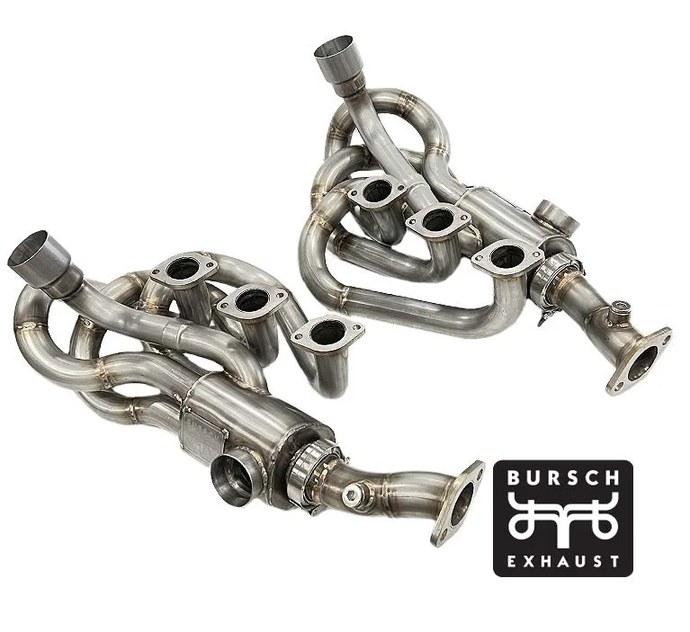 Bursch BX.9358.SS Porsche 911 Stainless Steel 1 5/8" Header Set w/ Heat Exchangers