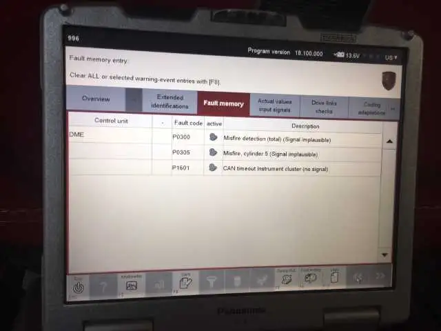 Porsche Bore Scoring Symptom: Cylinder misfire caused by oil fouling of the spark plug