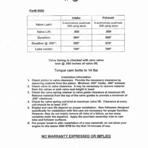 VW Type 4 Porsche 914 912E Basic 9500 Cam Kit