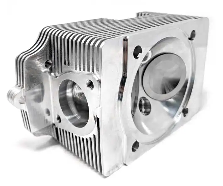 high perfromance billet aluminum aircooled cylinder head for porsche 911 features twin spark plugs and increased air flow