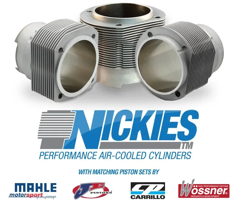 billet aluminum, high performance aircooled cylinders and piston sets for Porsche engines.