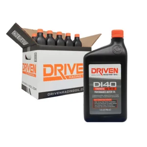 Driven Racing Oil DI40 Synthetic SAE 5W-40 Performance Motor Oil bottle and case