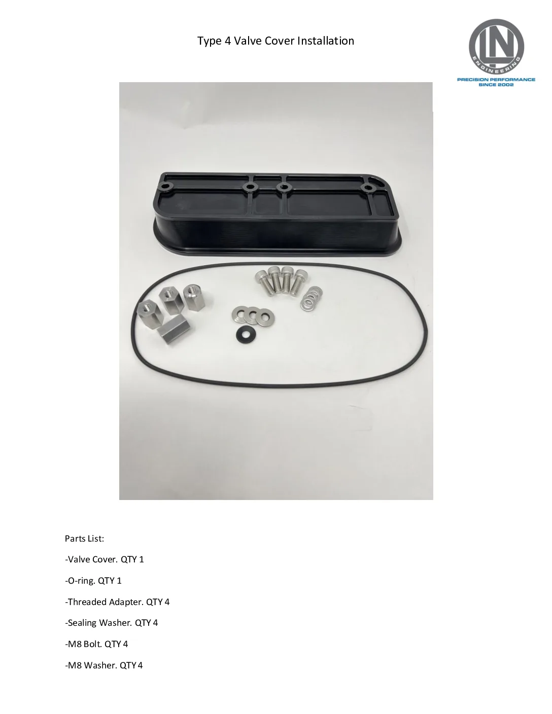 LN Engineering Billet VW Type 4 Porsche 914 912E Valve Covers Installation Instructions (LIB-0043)
